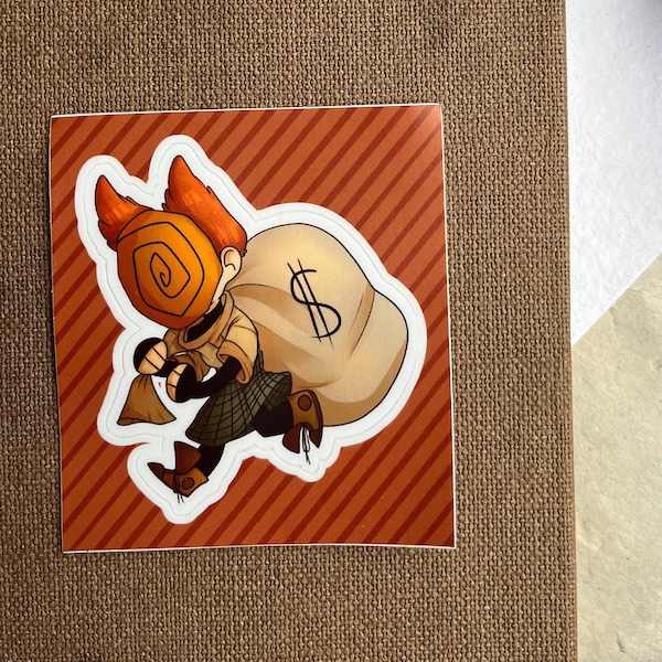 Orange Bandit Sticker | Fun 3"x3" Waterproof Ginger Thief