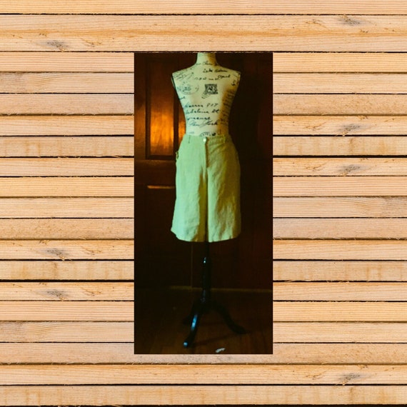 Plus Pale Green 100% Linen Bermuda Shorts