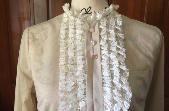 Victorian Style Sheer Ruffle Blouse - image 4