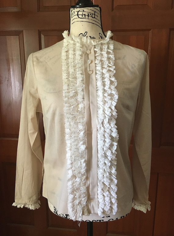 Victorian Style Sheer Ruffle Blouse - image 3