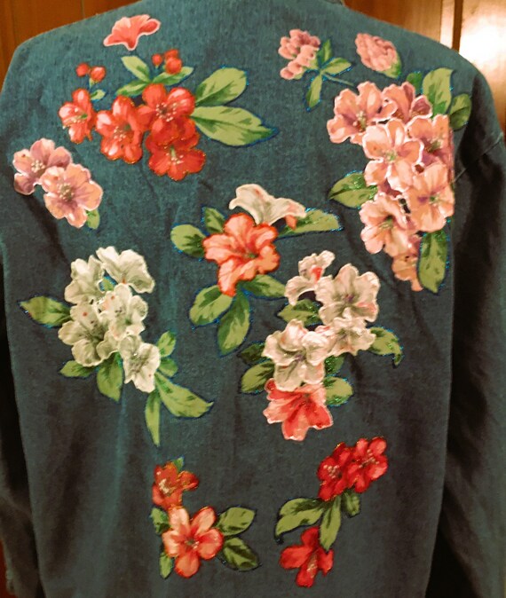 Large Jean Jacket with Painted Flowers - image 6