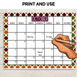 Editable 2022 October Fall Calendar Landscape Calendar Etsy Editable 2022 October Fall Calendar Landscape Calendar Etsy