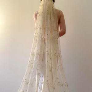 Cassiopeia, Celestial Embroidered Wedding Veil, Embroidered Veil, Star Veil, Alternative Wedding Veil, Gold Veil, Cosmic Veil, Vintage Bride