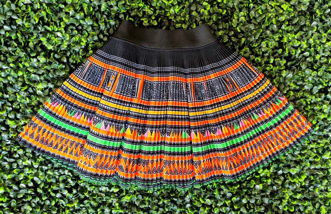 Little Girl Skirt Hmong Print Orange Hmong Leeg Etsy