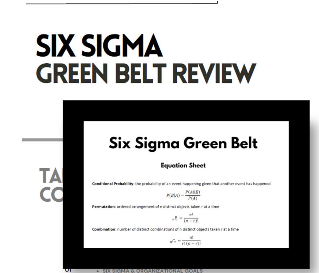 Six Sigma Green Belt Exam Review Guide Equation Sheet
