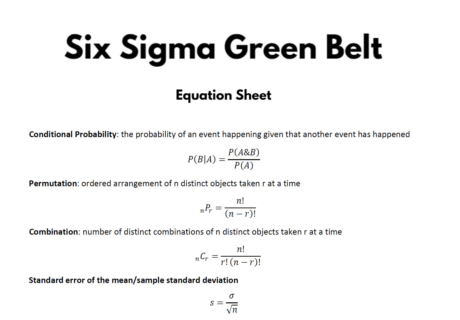 Six Sigma Green Belt Exam Review Guide Equation Sheet Etsy six-sigma-green-belt-exam-review-guide-equation-sheet-etsy