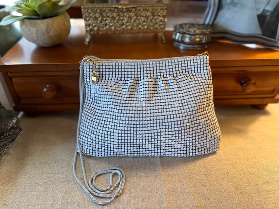 Vintage white mesh purse, white evening bag - image 4