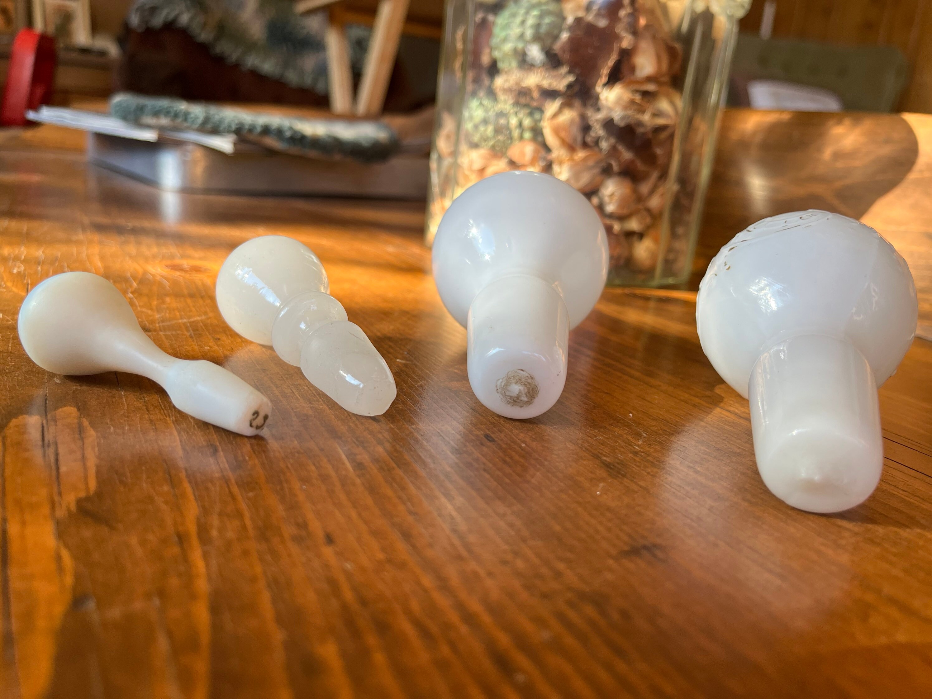 Antique Milk Glass Decanter Toppersset of 4 Etsy