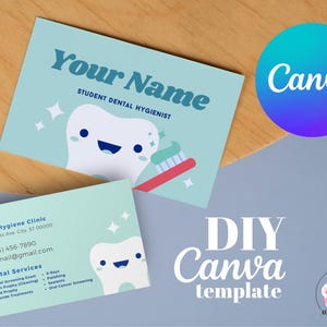 Dental Business Card Design Editable Template, Instant Download, Canva Template, Diy Business Card, Canva Business Card, Custom, Blue