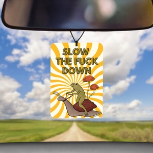 Slow the Fuck Down Car Air Freshener, Cute Frog Air Freshener, Snail Car Freshener, Frog And Mushroom Car Diffuser, Boho Care Accessories