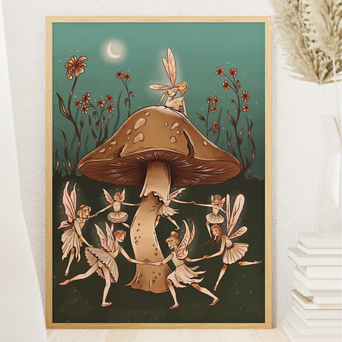 Garden Fairies Mushroom Art Fairy Wall Art Cottagecore Wall - Etsy