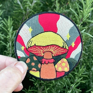 Magic Mushrooms Patch, Magic Mushroom Iron On Patch, Psychedelic Mushroom Embroidered Applique