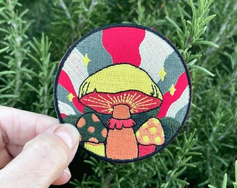 Magic Mushrooms Patch, Magic Mushroom Iron On Patch, Psychedelic Mushroom Embroidered Applique
