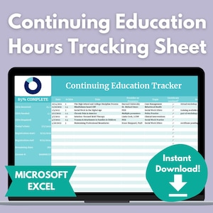 Rastreador CEU | MICROSOFT EXCEL | Registro digital de horas de educação continuada para assistentes sociais, enfermeiros, psicólogos, professores, contadores