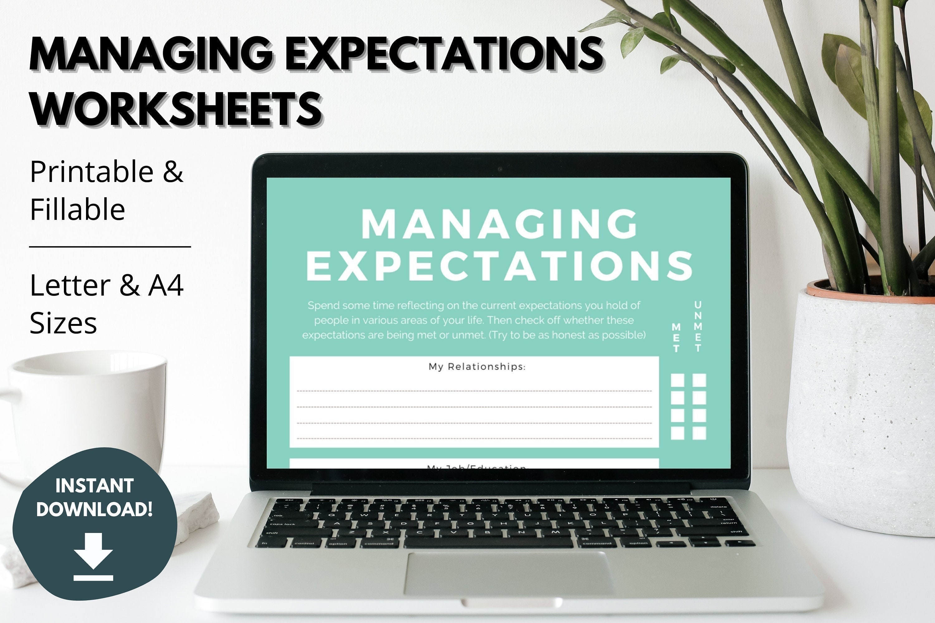 Managing Expectations Worksheets Setting Expectations Template Mental Health Counseling Therapy