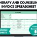 Therapy and Counseling Invoice Template GOOGLE SHEETS Client Tracker ...