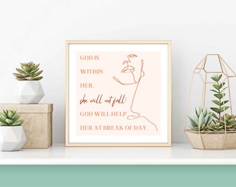 God Is Within Her Wall Art | Psalm 46:5 Verse Art | Modern Christian Art | Printable Prayer Art | Scripture Wall Art | DIGITAL DOWNLOAD