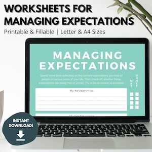 Managing Expectations Worksheets | Setting Expectations Template | Mental Health Counseling Therapy Tool | Journal | PRINTABLE & FILLABLE