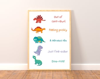 Dinosaur Feelings Chart, Emotions Chart for Children & Kids, Play Therapy Check-in, Cute Feeling Poster, INSTANT DOWNLOAD, School Counseling