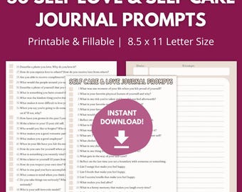 Self Care Journal Prompts: 50 Printable Writing Exercises (PDF)
