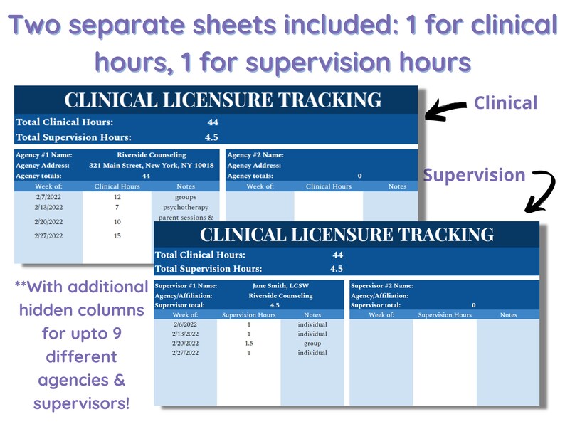 Clinical Supervision & CEU Tracker Bundle MICROSOFT EXCEL Lcsw Clinical