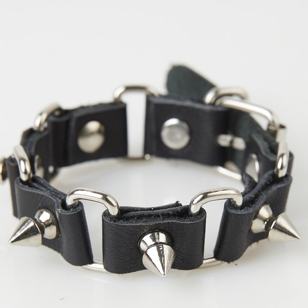 cowhide stud bracelet Punk Personality Accessories Trend Men Ladies Motorcycle Black Leather Bracelet
