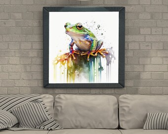 Watercolor frog art, Digital Frog art, Frog art for Kids Room, Frog and Toad