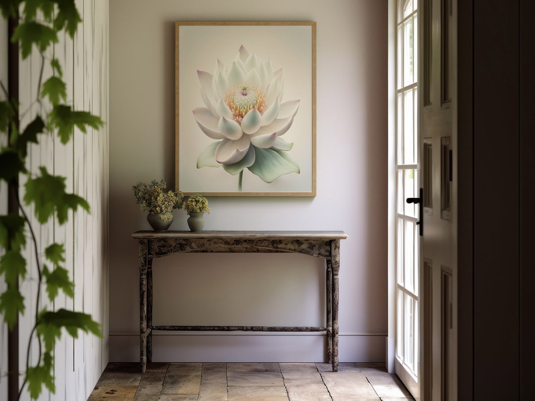Beautiful Pink Lotus Flower Watercolor Pastel Digital Download Wall Art ...