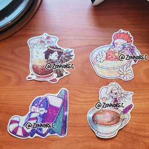 Moira and Mercy Food Batch Wave 2 | 9cm Glitter Holographic Stickers