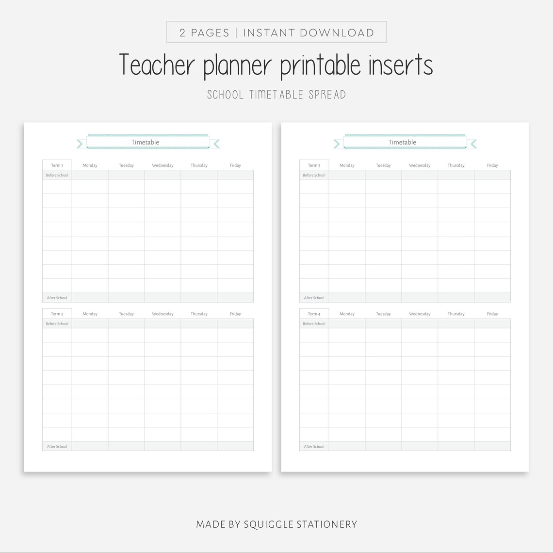 School Timetable Inserts | Downloadable Template PDF | Teacher ...