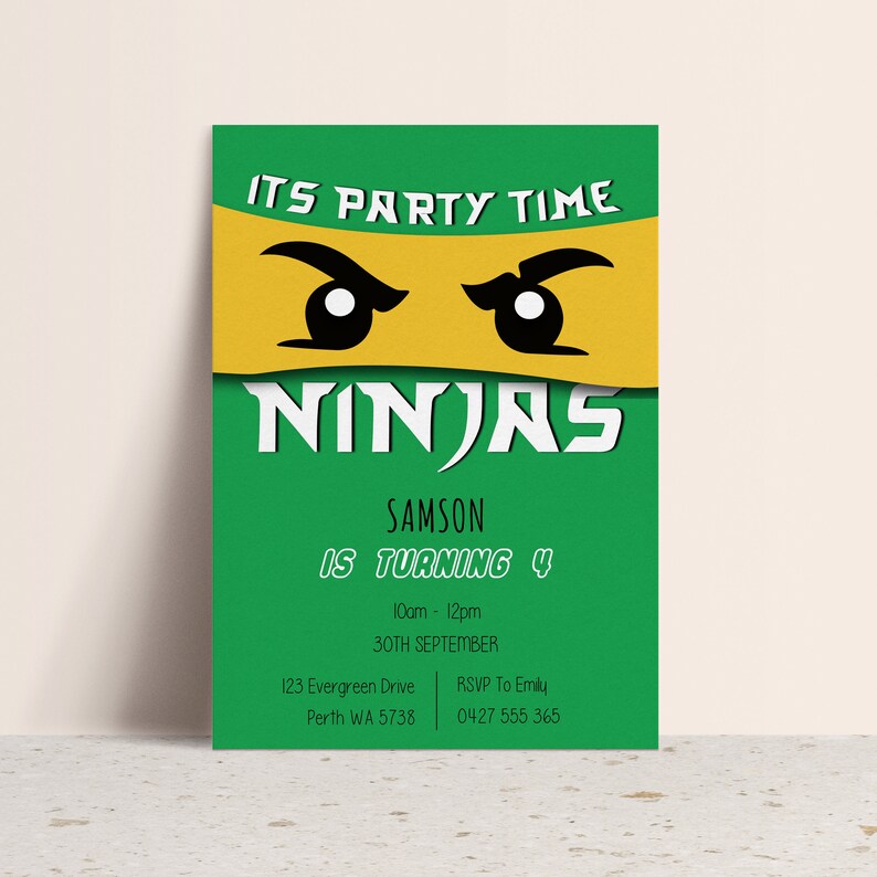 Ninjago Lego Birthday Invitation Template Editable Kids Invite ...