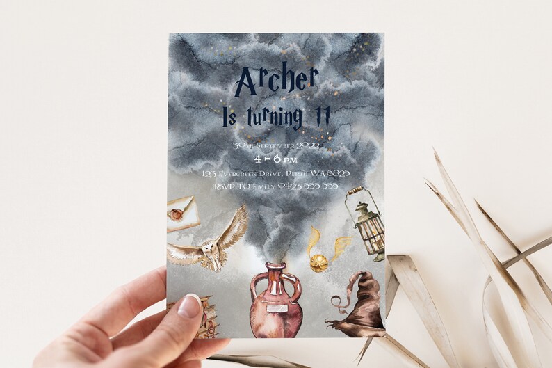 Harry Potter Birthday Invitation Template Editable Party Invite Printable Customised Digital Download Wizard Birthday Invite