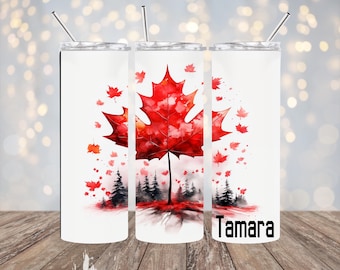 Vaso personalizado de Canadá de 20 oz. de acero inoxidable de doble pared con árboles. Simplicidad
