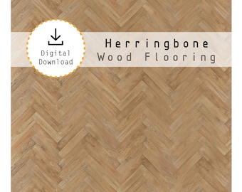 Miniature 1:12 Printable Herringbone Light Wood Flooring on 8.5"x11" sheet. High resolution digital download jpg and pdf.
