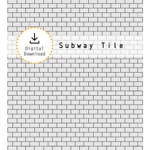 Może przedstawiać: Wzór białych płytek metra. Tekst "Pobierz cyfrowo" z ikoną pobierania w żółtym kółku.