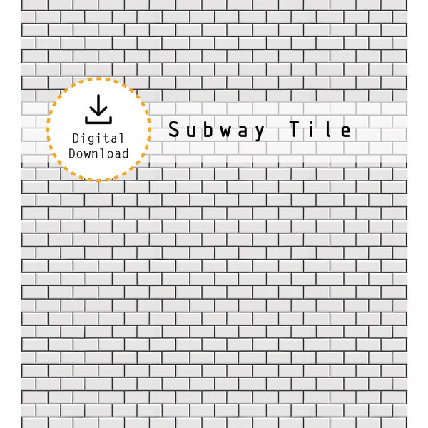 Miniature 1:12 Subway Tile - Printable 3" x 6" Subway Tiles on 8.5" x 11" sheet. High resolution digital download jpg and pdf.