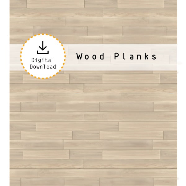 Miniature 1:12 Wood Planks in Light Ash - Printable Dollhouse Wood Flooring on 8.5"x11" sheet. High resolution digital download jpg and pdf.