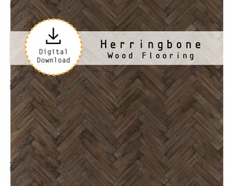 Miniature 1:12 Printable Herringbone Dark Wood Flooring on 8.5"x11" sheet. High resolution digital download jpg and pdf.