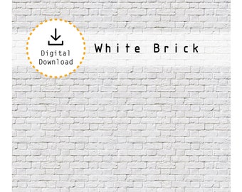 Miniature 1:12 White Brick - Printable Rustic White Brick On 8.5" x 11" sheet. High resolution digital download jpg and pdf.