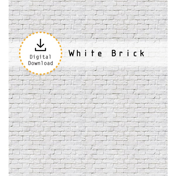 Miniature 1:12 White Brick - Printable Rustic White Brick On 8.5" x 11" sheet. High resolution digital download jpg and pdf.