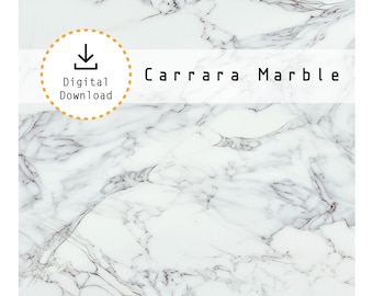 Miniatura 1:12 Mármol blanco de Carrara - Descarga de mármol imprimible en hoja de 8,5" x 11". Descarga digital de alta resolución jpg y pdf.