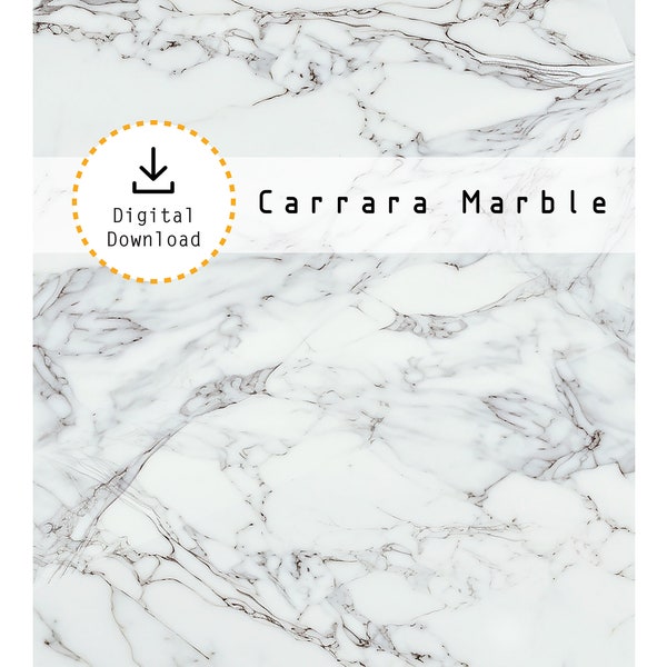 Miniatur 1:12 weißer Carrara Marmor - druckbare Marmor Download auf 8,5 "x 11" Blatt. Hochauflösender digitaler Download jpg und pdf.