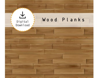 Miniature 1:12 Printable Honey Oak Wood Plank Flooring on 8.5"x11" sheet. High resolution digital download jpg and pdf.
