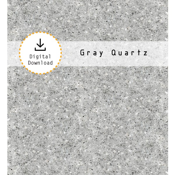 Miniature 1:12 Quartz Countertop - Printable White and Gray Quartz on 8.5" x 11" sheet. High resolution digital download jpg and pdf.