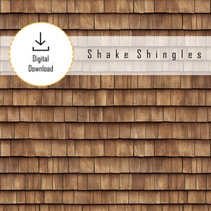 Miniature 1:12 Wood Shake Shingle Roofing - Printable -  on 8.5 x 11 sheet. High resolution digital download jpg / pdf