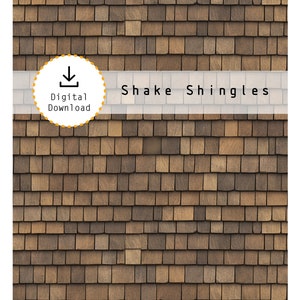 Miniature 1:12 Shake Shingle Roofing - Printable Wood Shake Shingles on 8.5" x 11" sheet. High resolution digital download jpg and pdf.