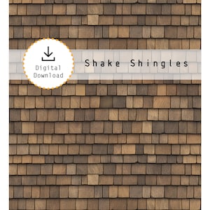Miniature 1:12 Shake Shingle Roofing - Printable Wood Shake Shingles on 8.5&quot; x 11&quot; sheet. High resolution digital download jpg and pdf.