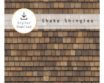 Miniature 1:12 Shake Shingle Roofing - Printable Wood Shake Shingles on 8.5" x 11" sheet. High resolution digital download jpg and pdf.