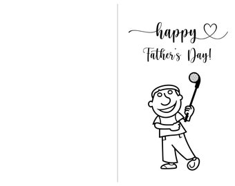 Printable Father's Day Card - Happy Father's Day - Dad Golfer