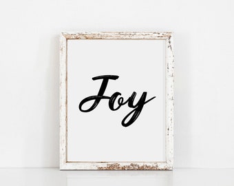 Joy PRINTABLE Art, Home Decor, Digital Print, Digital Quote, Wall Art, Wall Art Decor, Simple Quote, Typography, Digital DOWNLOAD